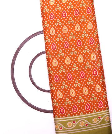 mustard yellow pink mehandi green patola print silk fabric